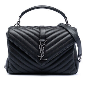 Pre-Loved Saint Laurent Medium Chevron Sheepskin Monogram College Satchel